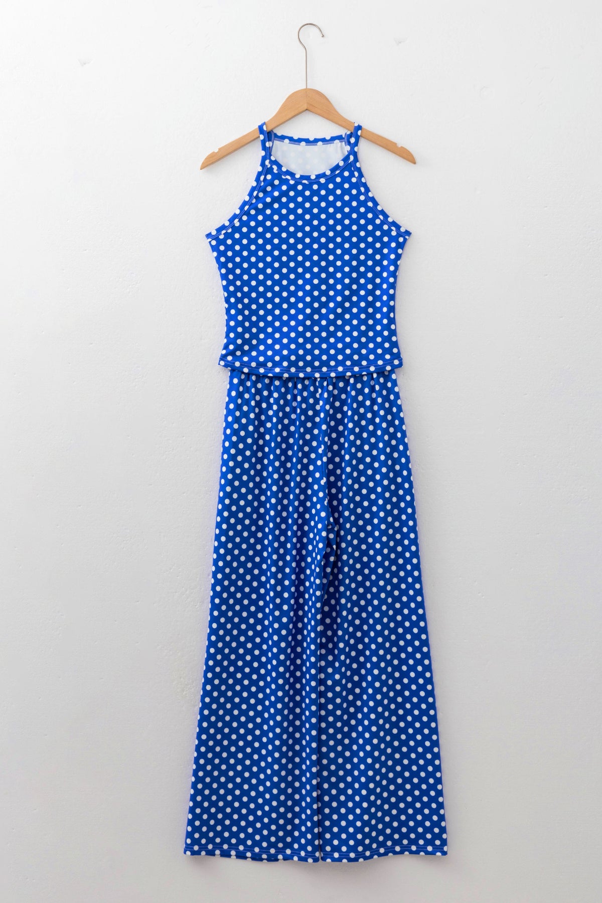 Polka Dot Print Slim Tank, Loose Pants 2pcs Outfit